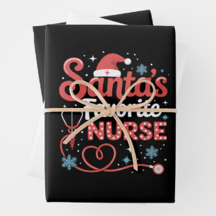 Feuille De Papier Cadeau Noël de la infirmière préférée de Santa
