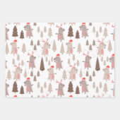 Feuille De Papier Cadeau Noël de Noël de Cute Dinosaur (Devant 3)