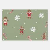 Feuille De Papier Cadeau Noël de pain d'épices  (Devant)