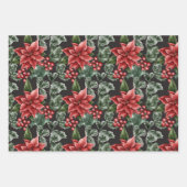 Feuille De Papier Cadeau Noël de Poinsettia Holly Berries (Devant 3)