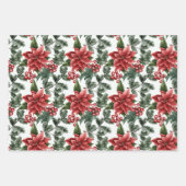 Feuille De Papier Cadeau Noël de Poinsettia Holly Berries (Devant)