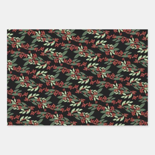 Feuille De Papier Cadeau Noël d'élégance À feuillage persistant enchantée (Devant 2)