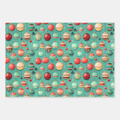 Feuille De Papier Cadeau Noël des Baubles rétro (Devant 3)