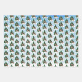 Feuille De Papier Cadeau Noël des cerfs d'aquarelle (Devant 3)