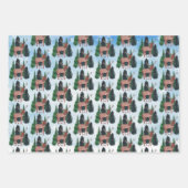 Feuille De Papier Cadeau Noël des cerfs d'aquarelle (Devant 2)