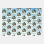 Feuille De Papier Cadeau Noël des cerfs d'aquarelle (Devant)