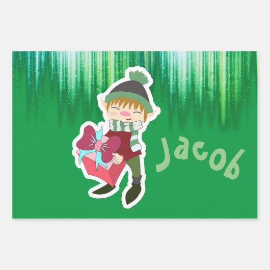 Feuille De Papier Cadeau Noël des elfes personnalisés (Devant)