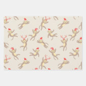 Feuille De Papier Cadeau Noël des fêtes du Singe mignon (Devant)