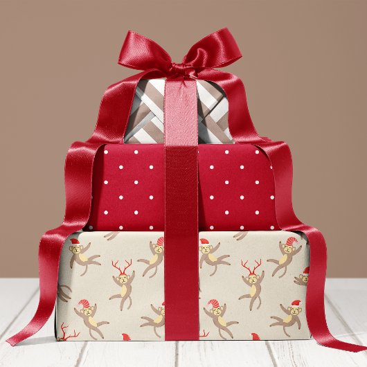 Feuille De Papier Cadeau Noël des fêtes du Singe mignon