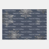 Feuille De Papier Cadeau Noël des rennes d'ivoire | Bleu (Devant 3)