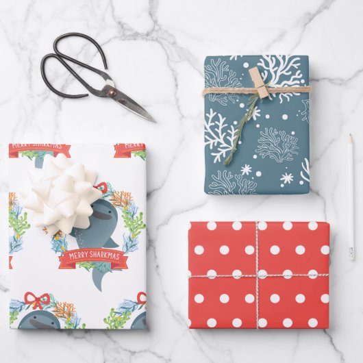 Feuille De Papier Cadeau Noël des requins de baleine (Recto)