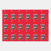Feuille De Papier Cadeau Noël des Schnauzer miniatures (Devant 3)