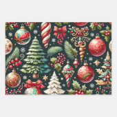 Feuille De Papier Cadeau Noël Design Motif 9 Plat Sheet Set 3 (Devant 3)