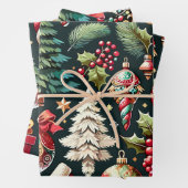 Feuille De Papier Cadeau Noël Design Motif 9 Plat Sheet Set 3 (En situation)