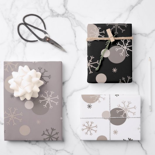 Feuille De Papier Cadeau Noël d'hiver Beige Boho Brown neutre (Recto)