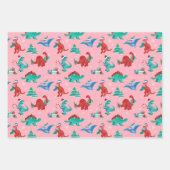 Feuille De Papier Cadeau Noël Dinosaur Enfants Fun hiver Vacances (Devant 2)