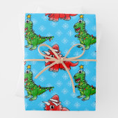 Feuille De Papier Cadeau Noël Dinosaure Motif T-Rex Tricératops (En situation)