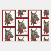 Feuille De Papier Cadeau Noël Doberman Pinscher (Devant 2)