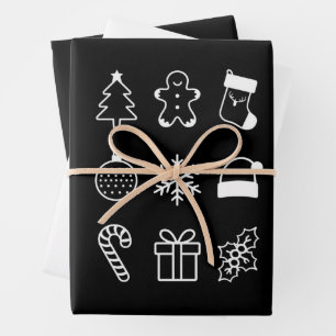 Feuille De Papier Cadeau Noël Doodé pain d'épice bonbons Noël