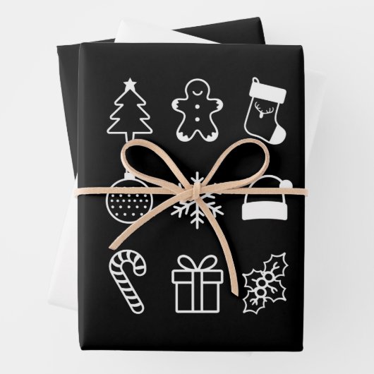 Feuille De Papier Cadeau Noël Doodé pain d'épice bonbons Noël (En situation)