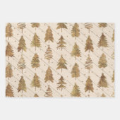 Feuille De Papier Cadeau Noël d'or rustique (Devant)