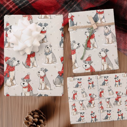Feuille De Papier Cadeau Noël du chien mignon