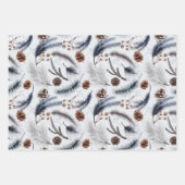 Feuille De Papier Cadeau Noël du feuillage botanique d'hiver (Devant 2)