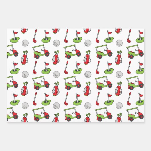 Feuille De Papier Cadeau Noël du golf mignon (Devant 2)