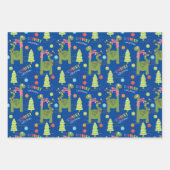 Feuille De Papier Cadeau Noël du mignon dinosaur  (Devant 3)