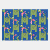 Feuille De Papier Cadeau Noël du mignon dinosaur  (Devant)