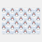 Feuille De Papier Cadeau Noël du mignon pingouin (Devant)