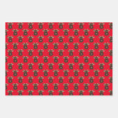 Feuille De Papier Cadeau Noël du Père Noël rouge et rose (Devant)