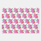 Feuille De Papier Cadeau Noël Du Père Noël Rouge Rose Et Violet (Devant 3)