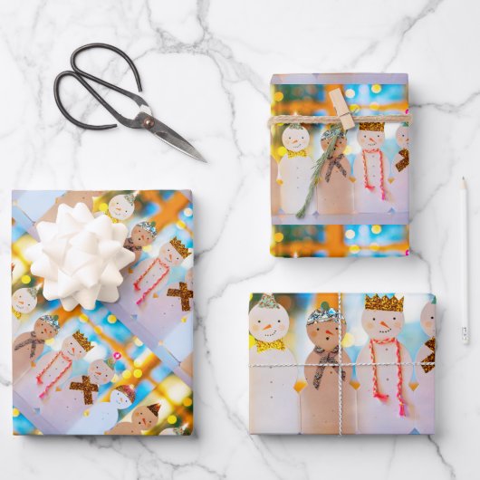 Feuille De Papier Cadeau Noël élégant à Snowman (Recto)