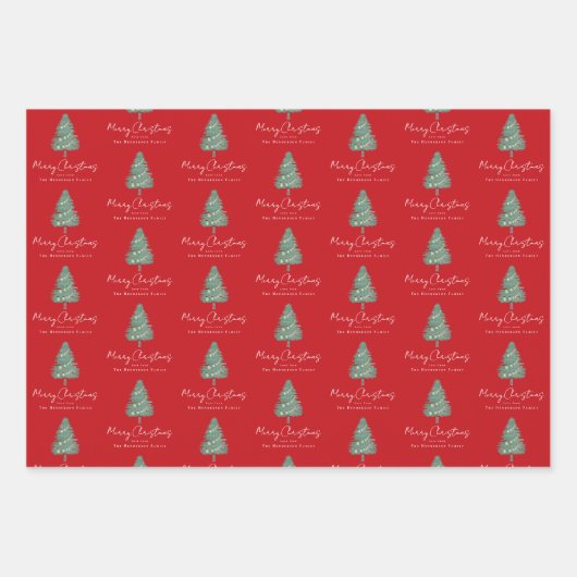 Feuille De Papier Cadeau Noël Elégant Aquarelle Personnalisé (Devant 3)