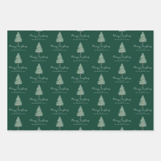 Feuille De Papier Cadeau Noël Elégant Aquarelle Personnalisé (Devant 2)