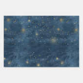 Feuille De Papier Cadeau Noël élégant luxe étoiles or bleu motif (Devant 2)