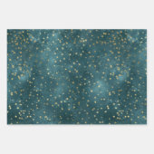 Feuille De Papier Cadeau Noël élégant luxe étoiles or motif (Devant)