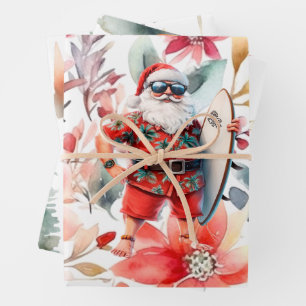 Feuille De Papier Cadeau Noël en juillet avec le PÈRE NOËL