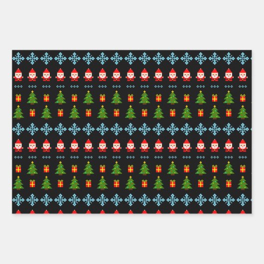 Feuille De Papier Cadeau Noël en pixel art (Devant)