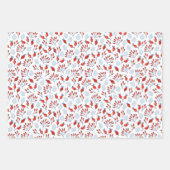 Feuille De Papier Cadeau Noël Étoile Motif Oiseau Et Botanique (Devant 2)