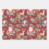 Feuille De Papier Cadeau Noël Festif Père Noël et rennes (Devant 2)