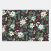 Feuille De Papier Cadeau Noël floral foncé moderne (Devant 2)