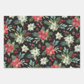 Feuille De Papier Cadeau Noël floral foncé moderne (Devant)