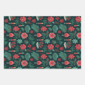 Feuille De Papier Cadeau Noël floral moderne Noël (Devant 3)