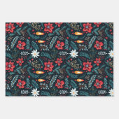 Feuille De Papier Cadeau Noël floral moderne Noël (Devant 2)