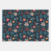 Feuille De Papier Cadeau Noël floral moderne Noël (Devant)