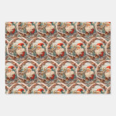 Feuille De Papier Cadeau Noël folklorique boisé orné (Devant 2)