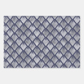 Feuille De Papier Cadeau Noël Glam Snowflake Motif Marine Blue Silver (Devant 2)