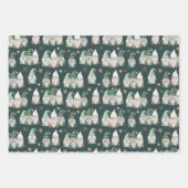 Feuille De Papier Cadeau Noël Gnomes Vert Or Scandinave tendance (Devant)